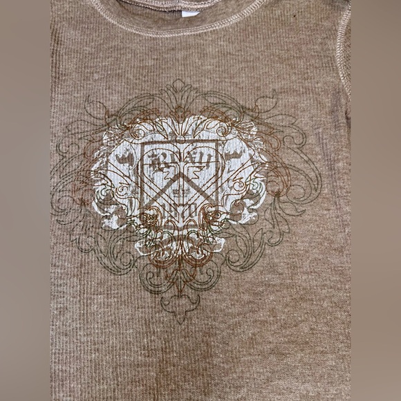 2 Roxy Y2K Thermals - Tan & Grey Long Sleeve Tees w/ Surfer Logo Rare Grail - Picture 11 of 16